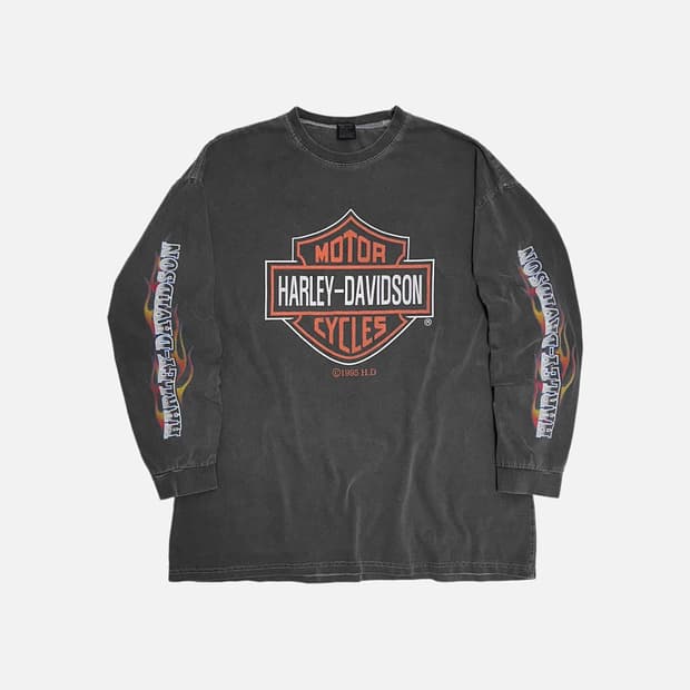 빈티지 모터사이클 프린팅 워싱 롱슬리브 긴팔티셔츠