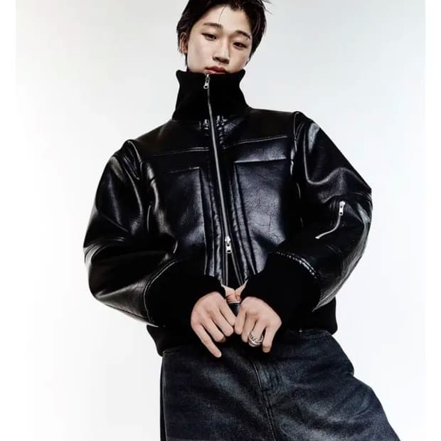 알렌느 하이넥 리버시블 블루종 자켓