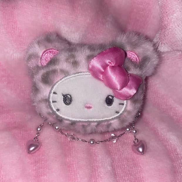 헬로키티 갸루쿠마 헤어핀/히메 오네 라떼 빈티지 레오파드 y2k