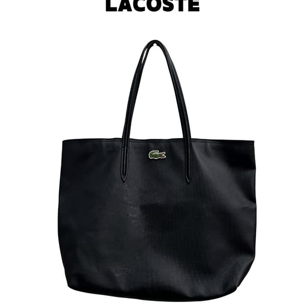 라코스테 레더 토드백 다크네이비