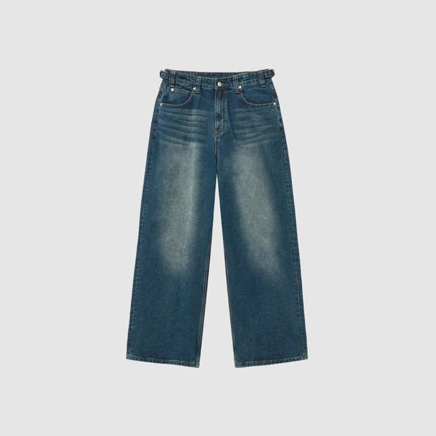 노운 와이드 데님 팬츠 블루