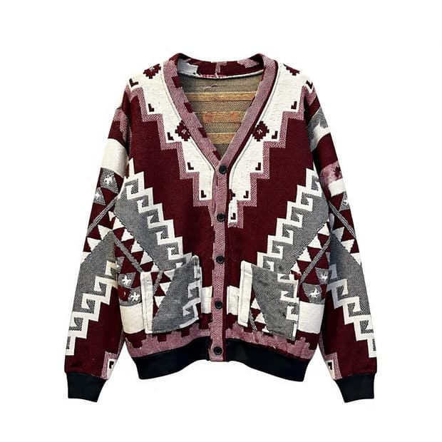 USA VINTAGE 러그 블랭킷 리메이크 가디건 아즈텍 패턴 레드