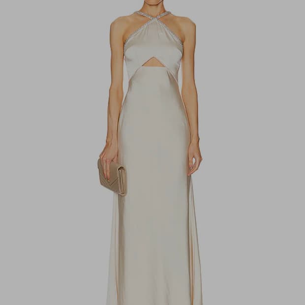SELF PORTRAIT Champagne Satin maxi dress
