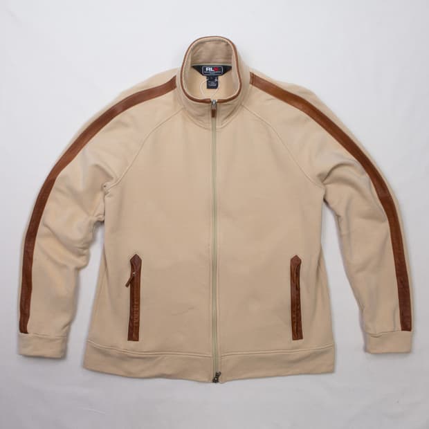 폴로 RLX 레더 스트라이프 플리스 자켓