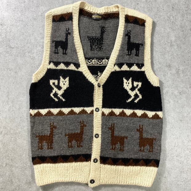 [M-L] OKUCHIR 페루 메이드 알파카울 코위찬 니트 베스트