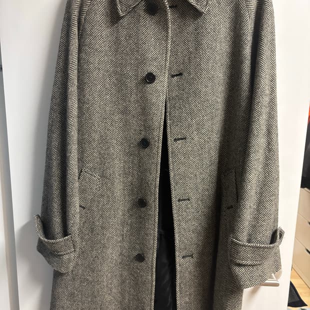 [38R] 폴로랄프로렌 헤링본 발마칸코트 블랙/크림