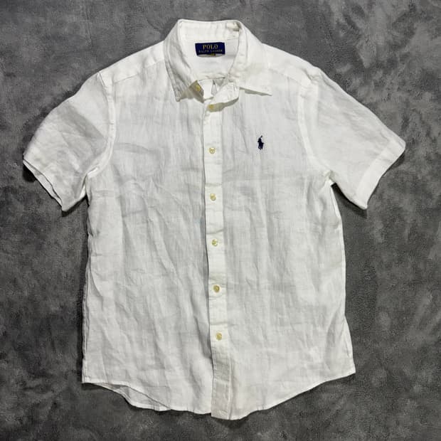 폴로 랄프로렌 여성 린넨 셔츠 화이트 반팔 셔츠