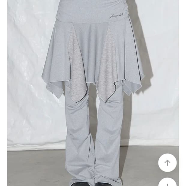 팬시클럽 언발란스 스커트 레이어드 핀턱 팬츠 (GRAY)