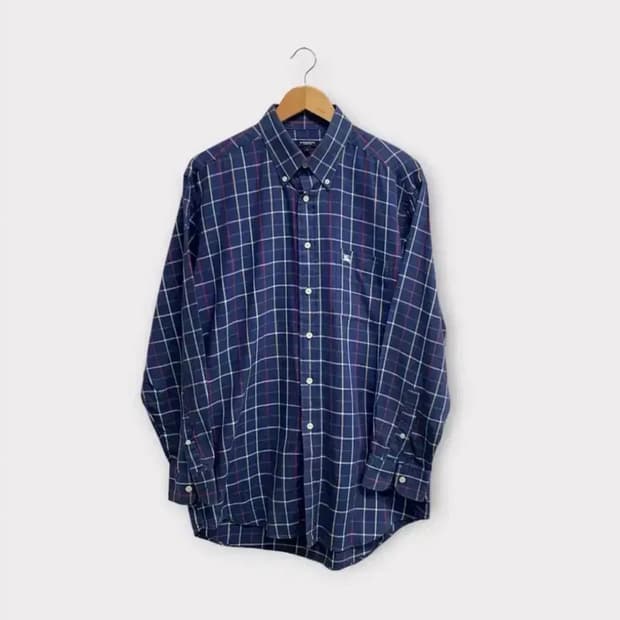 버버리 네이비 체크 클래식 남방 L-XL