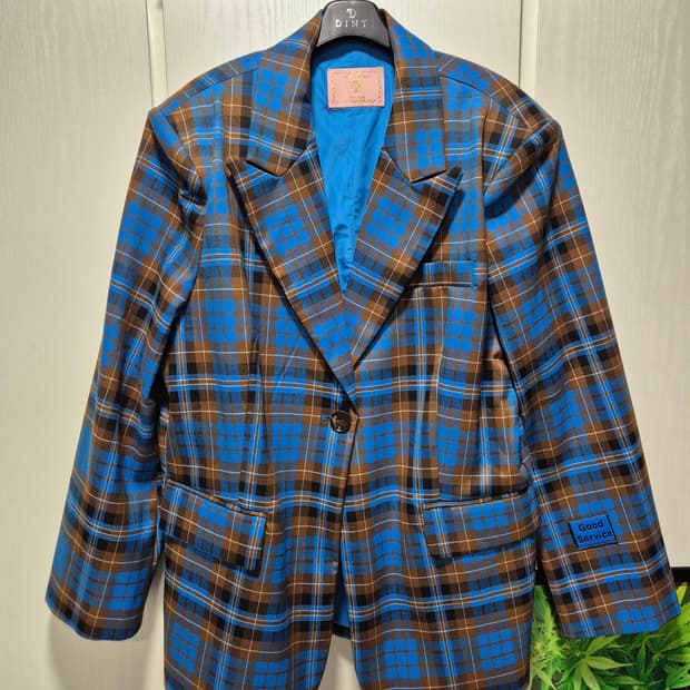 (새상품)DINT 딘트 체크 자켓 블루 브라운
