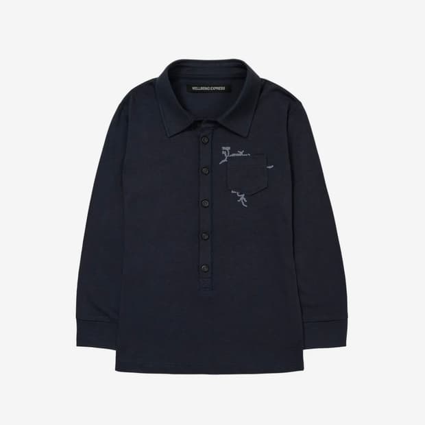 웰빙익스프레스 Button up 3/4 Sleeve Navy s사이즈