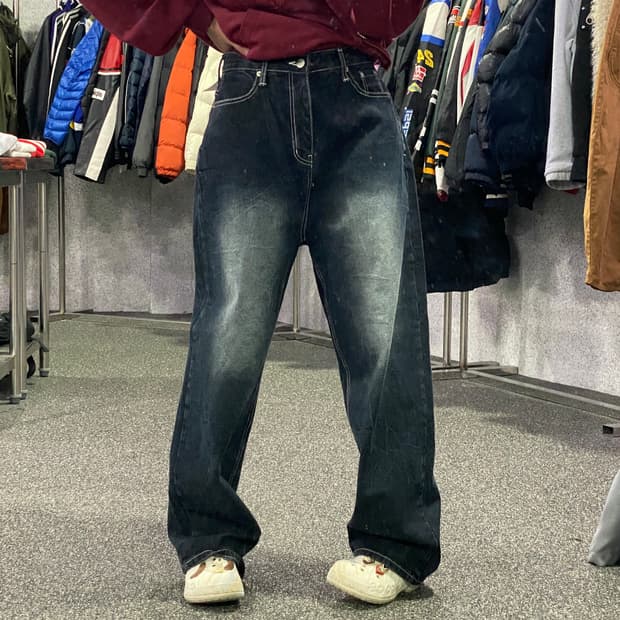 빈티지 디벨롭 힙 레터링 워싱 데님 팬츠 B3626