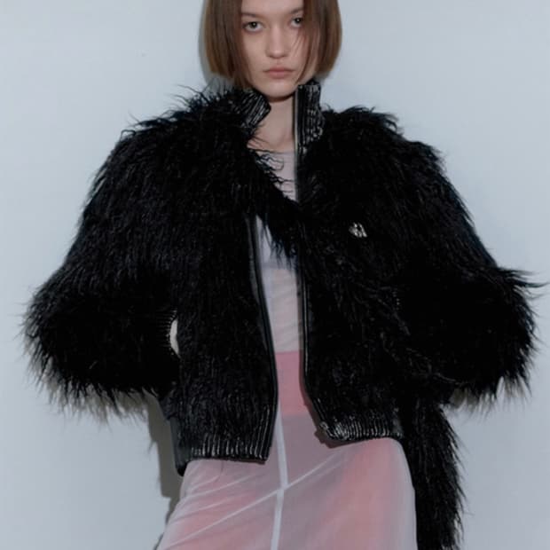 스컬프터 Faux Mongolian Shearling Jacket Bla