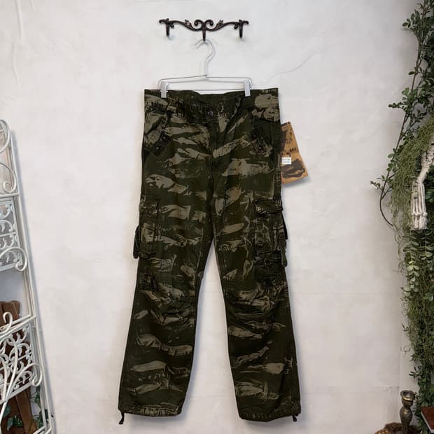 Washing khaki grunge pocket wide 카고팬츠