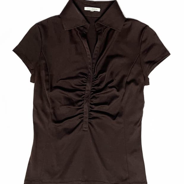 vintage 셔링 카라 티셔츠