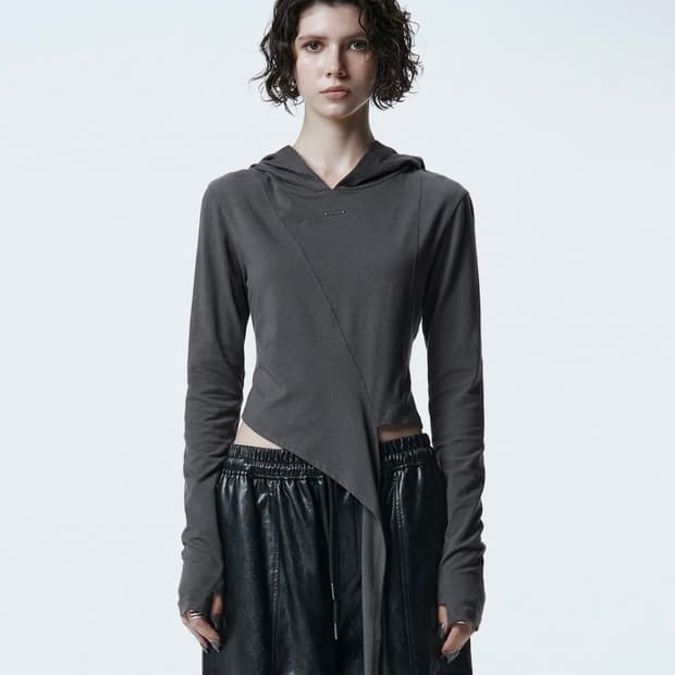 트리밍버드 후드 롱 슬리브 Tie Long Sleeve Hoodie 차콜