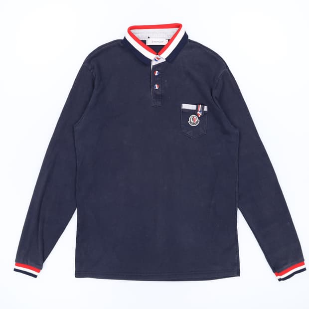 [M정도] 남성 명품 빈티지 포켓 와펜 긴팔 카라 티셔츠 3955