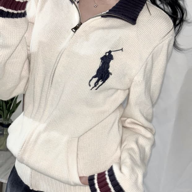 🐰폴로 랄프로렌 빅포니 유일 매물 아이보리 니트 집업🪽