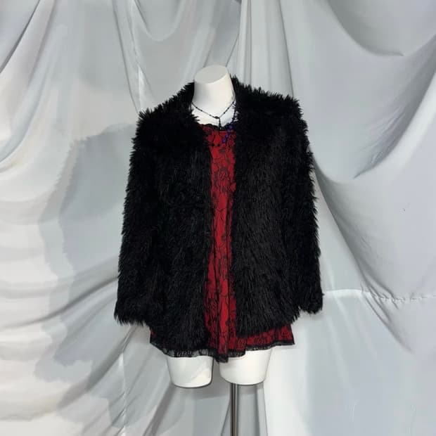 (이번주까지 할인)퍼자켓 고스고딕 레이스 블랙,레드 원피스 코디세트 판매