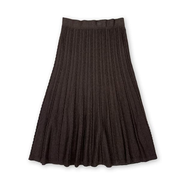 세로골 브라운 니트 스커트