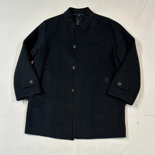 L) YSL 입생로랑 울 미디움 코트 자켓 블랙