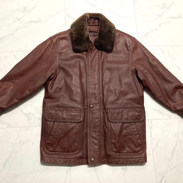 90s 벤츄라 양가죽 구스 내피 레더 자켓 100 L