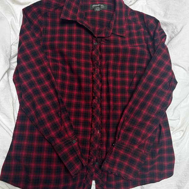 eddie bauer 체크 프릴 셔츠