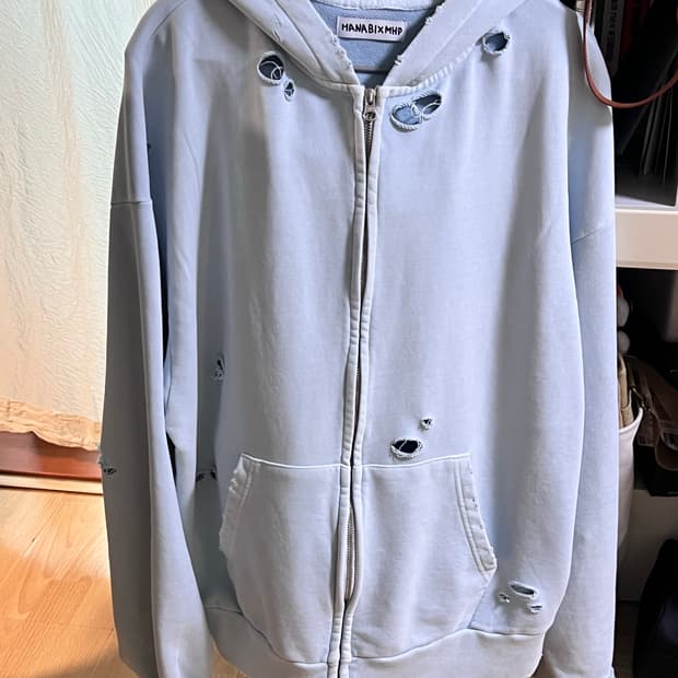 맨허튼프로젝트 하나비 콜라보 아오조라 워싱 벌룬 후드집업