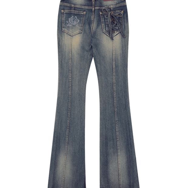 달링유어배드 ROSE BOOTS CUT DENIM VINTAGE BL
