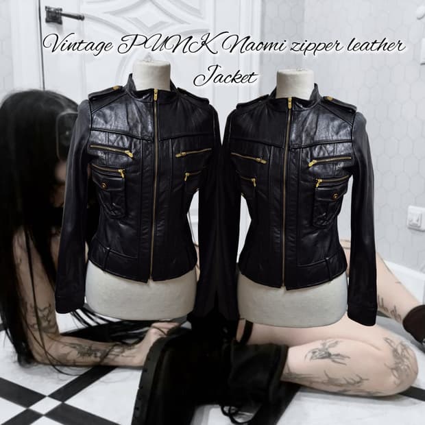 Vintage PUNK Naomi zipper leather Jacket