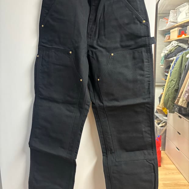 [32X30] 칼하트 캔버스 더블니 워크팬츠 블랙