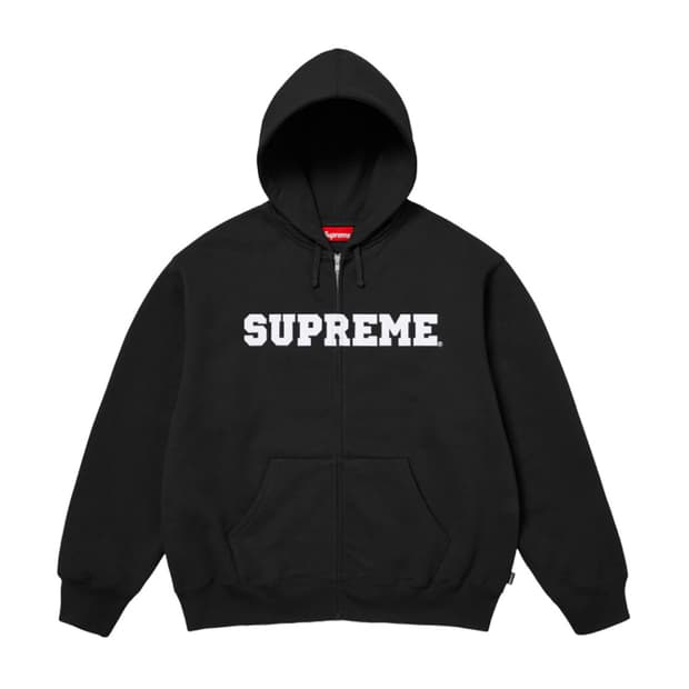 25FW 슈프림 아플리케 후드집업 블랙 M