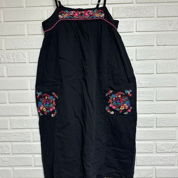 히피 무드 나시 자수 원피스