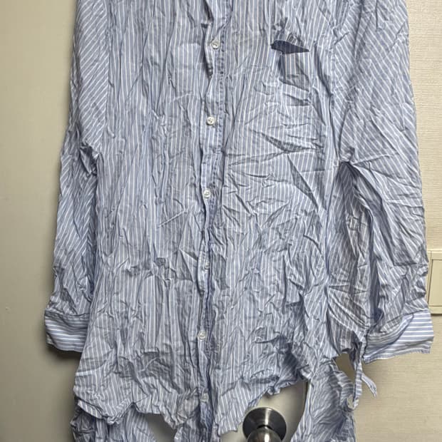 메종 마르지엘라 컷 오프 스트라이프 셔츠 원피스 투웨이 자켓 아우터