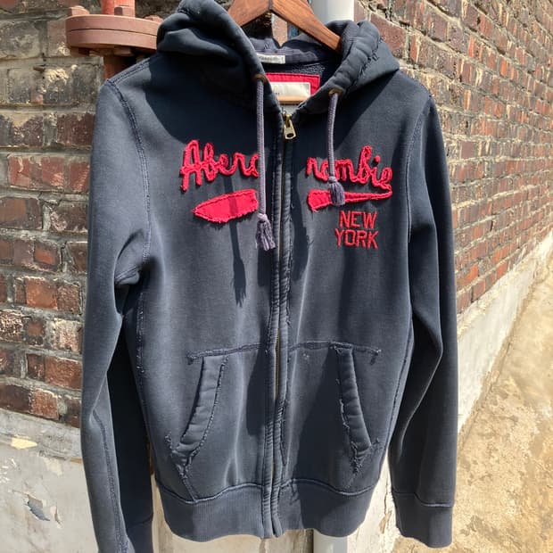 Abercrombie 로고 패치 후드 집업 L