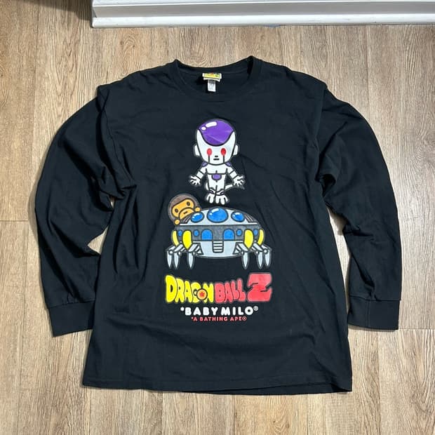 베이프 x 드래곤볼 베이비 마일로 롱슬리브 티셔츠 블랙 XL