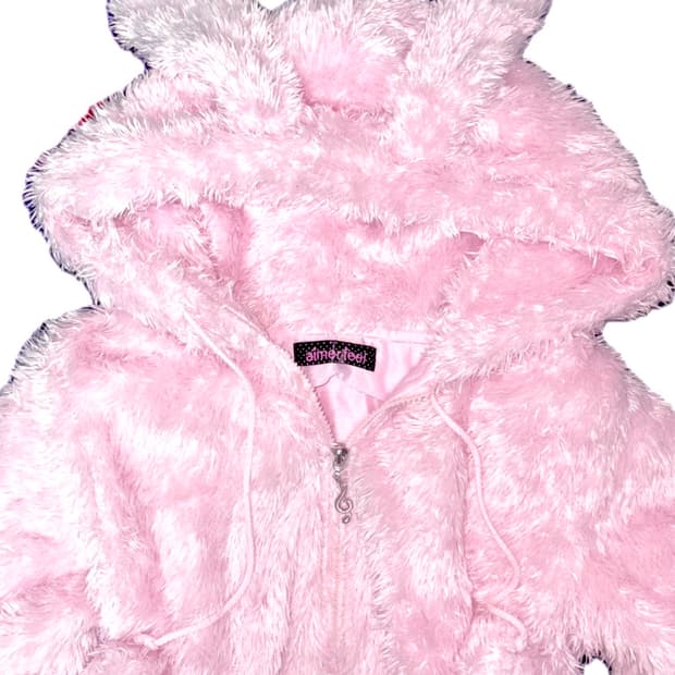 aimefeel 핑크 토끼 귀 후드 집업 우사미미 히메갸루 폼폼이