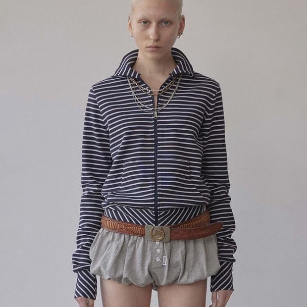 스컬프터 Striped Track Jacket Navy