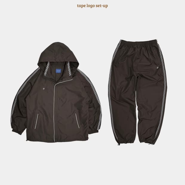 하이파이브 올드스쿨 브라운 테잎로고 바람막이 트레이닝 셋업