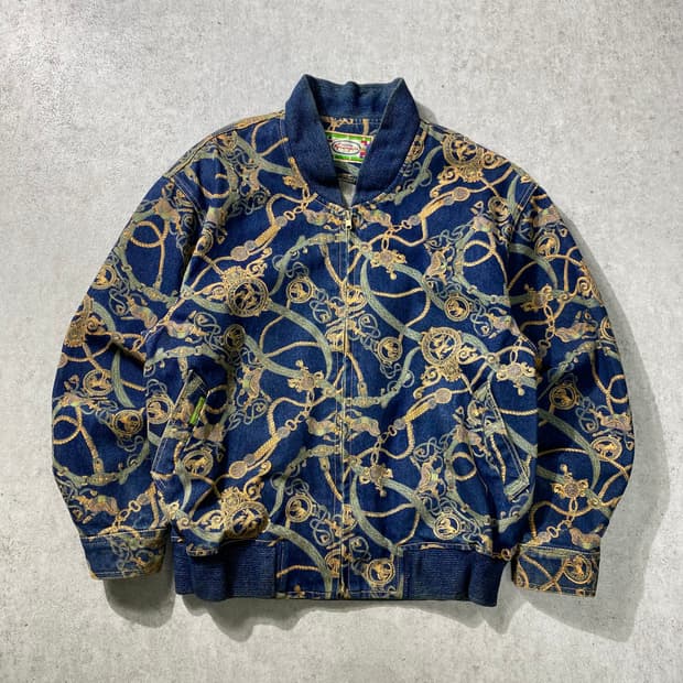 [M] 8-90s Vintage 빈티지 페이즐리 데님 블루종 자켓