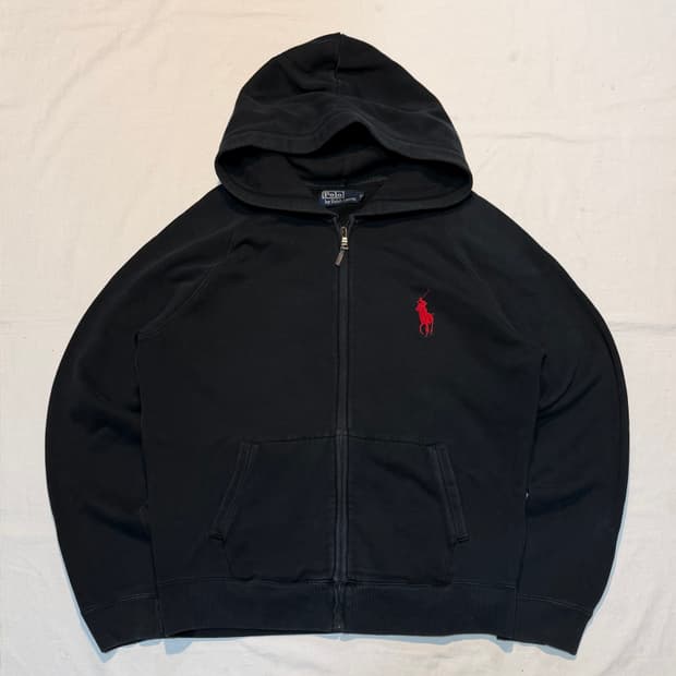 폴로 랄프로렌 빅포니 와플 후드집업 블랙