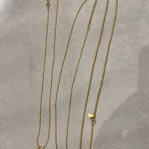 디즈니 실버 925 골드 도금 목걸이 체인 3개 + 미키마우스 펜던트 