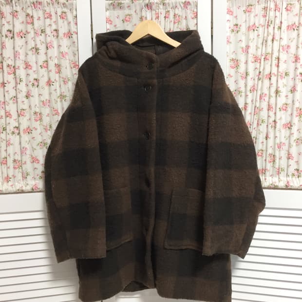 빈티지 사만사모스 초코브라운 체크 코트