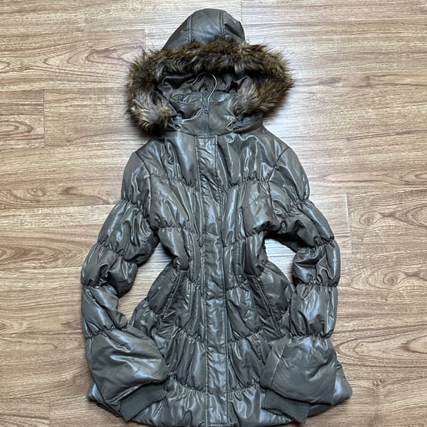 빈티지 밀리터리 카키 셔링 패딩 코트 오네갸루 로걀 공겜여주 그런지 고딕