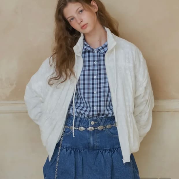 (새제품) 론론 ronron 스프링 윈드점퍼 레이스 자켓