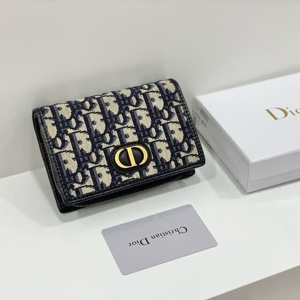 디올 30 몽테인 카드 홀더 블루 디올 오블리크 자카드