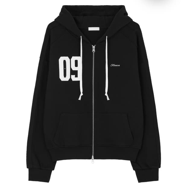 클리시어 09 넘버링 후드집업 블랙