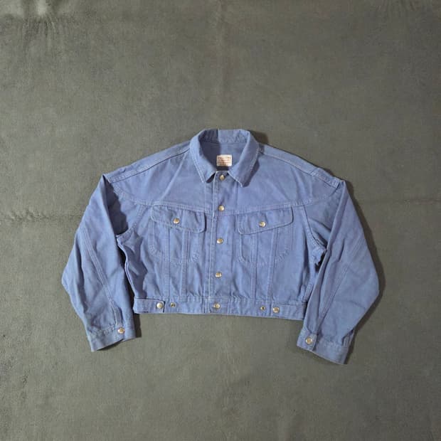 90s 베네통 여성 오버핏 크롭 데님 자켓 라벤더