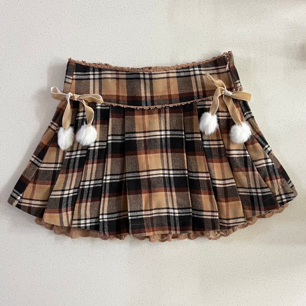 리즈리사 라떼갸루 레이스 큐롯 스커트 짜잔씨 폼폼이 아가일 니트 히메갸루