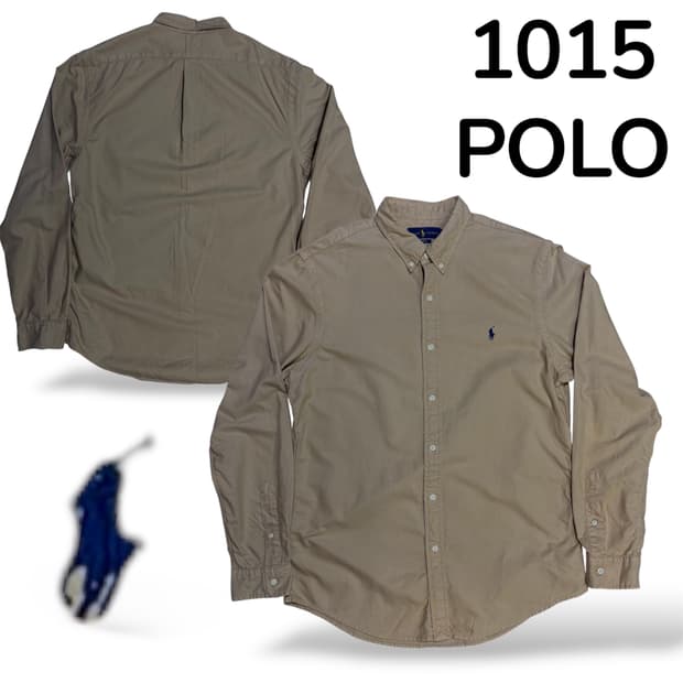 폴로 스몰 로고 슬림핏 솔리드 셔츠 브라운 L